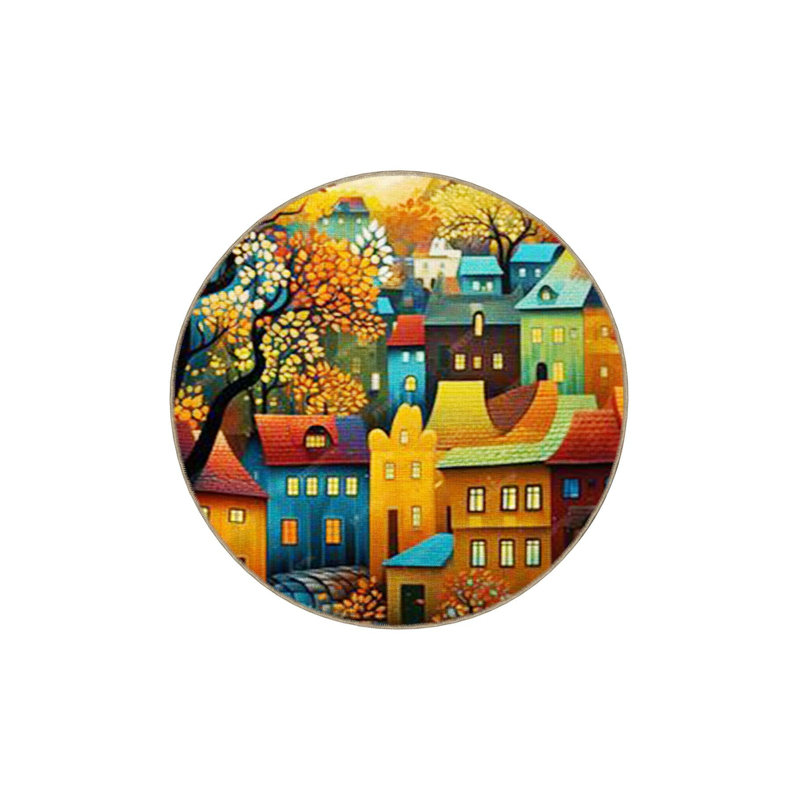 Tapis multicolore à motif de route et de maisons moderne lavable à la machine, Tapis de couloir 3 pi 3 po x 9 pi 10 po