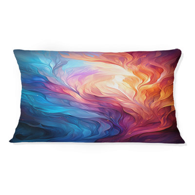 Coussin décoratif à motif fractal abstrait jaune et orange