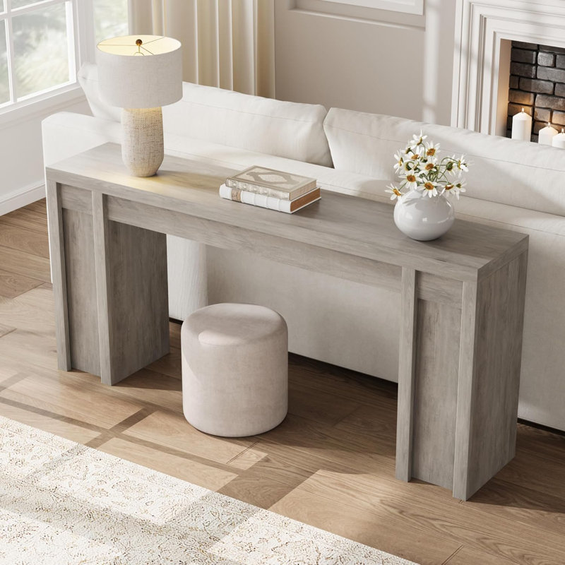 Console 70,8 po, table de couloir d'entrée moderne, canapé en bois épais, Gris