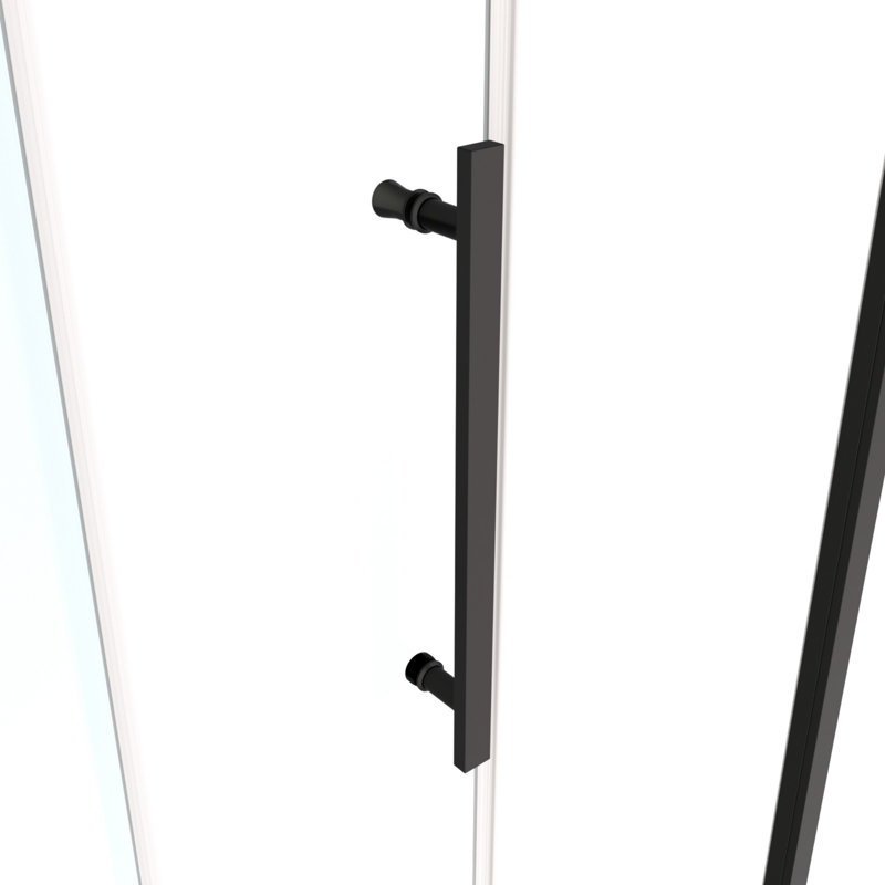 Matte Black 54"W x 72"H Sliding Shower Door with Stainless Steel Handle