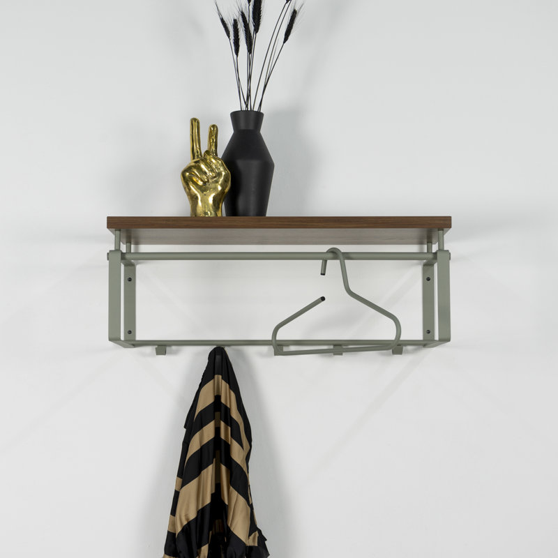 Wall 5 - Hook Wall Mounted Coat Rack, Green