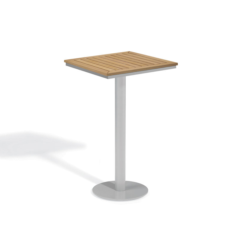 Travira Outdoor Square Bar Table, Flint/Tekwood Natural, 24" L x 24" W