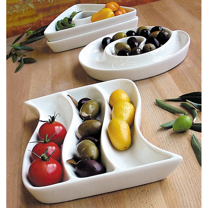 White Ceramic Wavy 3-Ounce Serving Dish