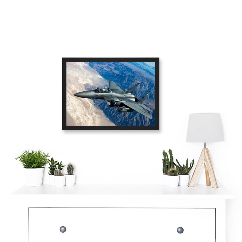Clashman Military US Airforce F-15 Strike Eagle Fighter - Single Picture Frame Print, 23.4cm H x 32.3cm W x 1.5cm D