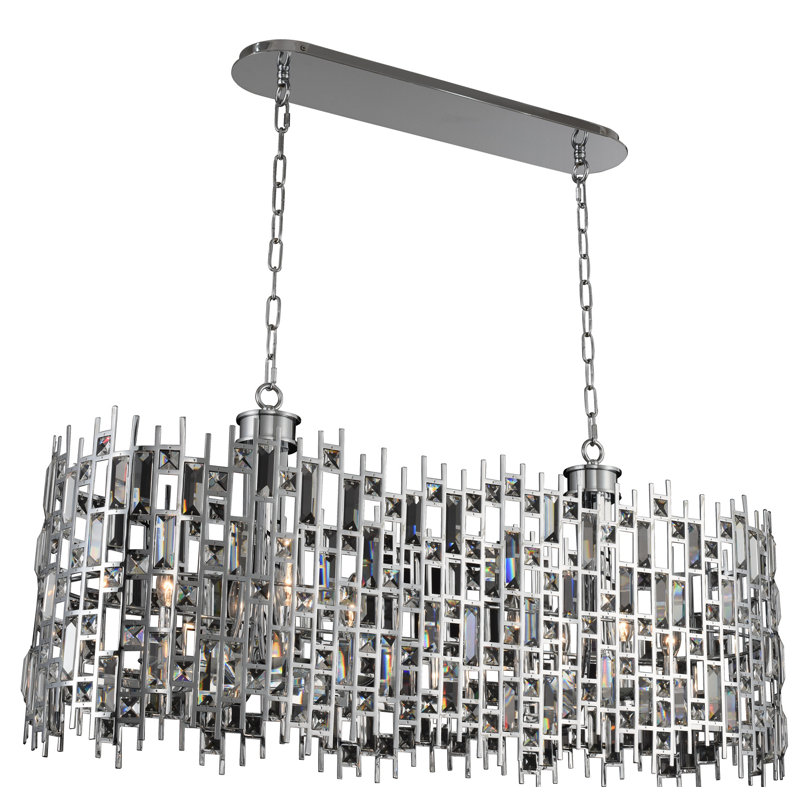 Fonseca 8-Light Chrome and Crystal Kitchen Island Pendant