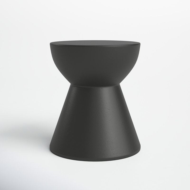 Concorde 14.5'' Black Concrete Round Outdoor Side Table