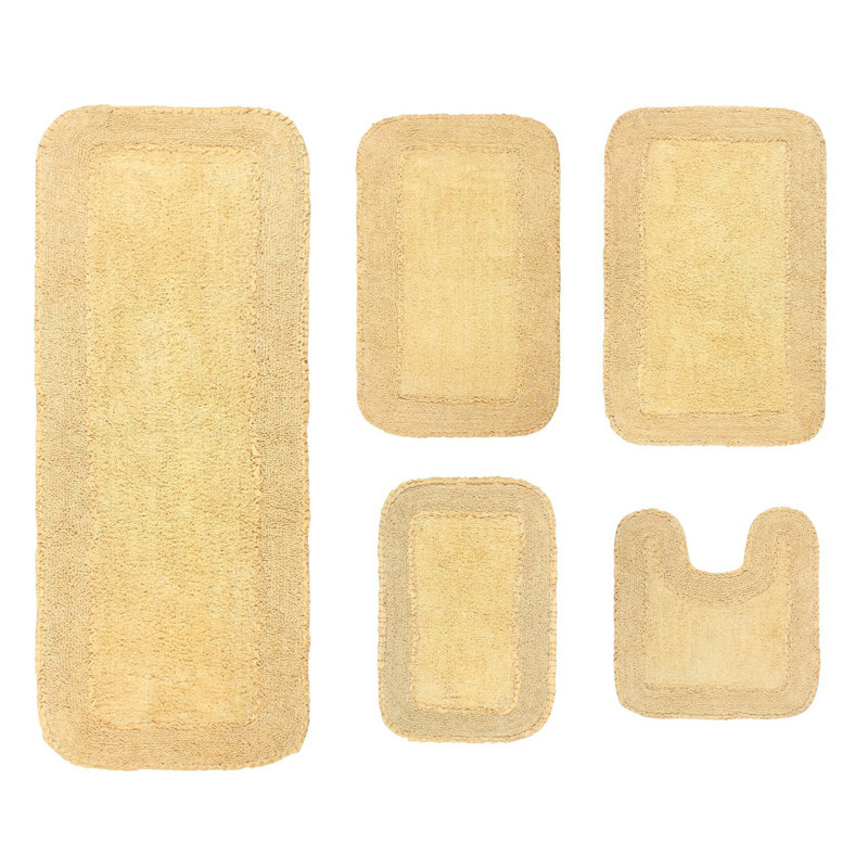 Tapis de bain 100% coton Brunton Collection (ensemble de 5), Jaune