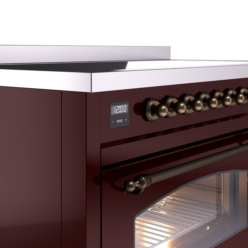 ILVE Nostalgie II 48 in Induction Range, Burgundy/Bronze