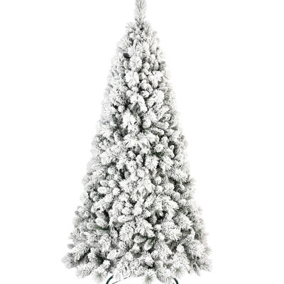 4ft Snowy Christmas Tree Flocked With 150 Warm White Lights, 350 & Hard Needle Branches, Hinged Design For Simple Setup, Metal Base Featuring Led Branch Tips, Structure Quick Strong Stand