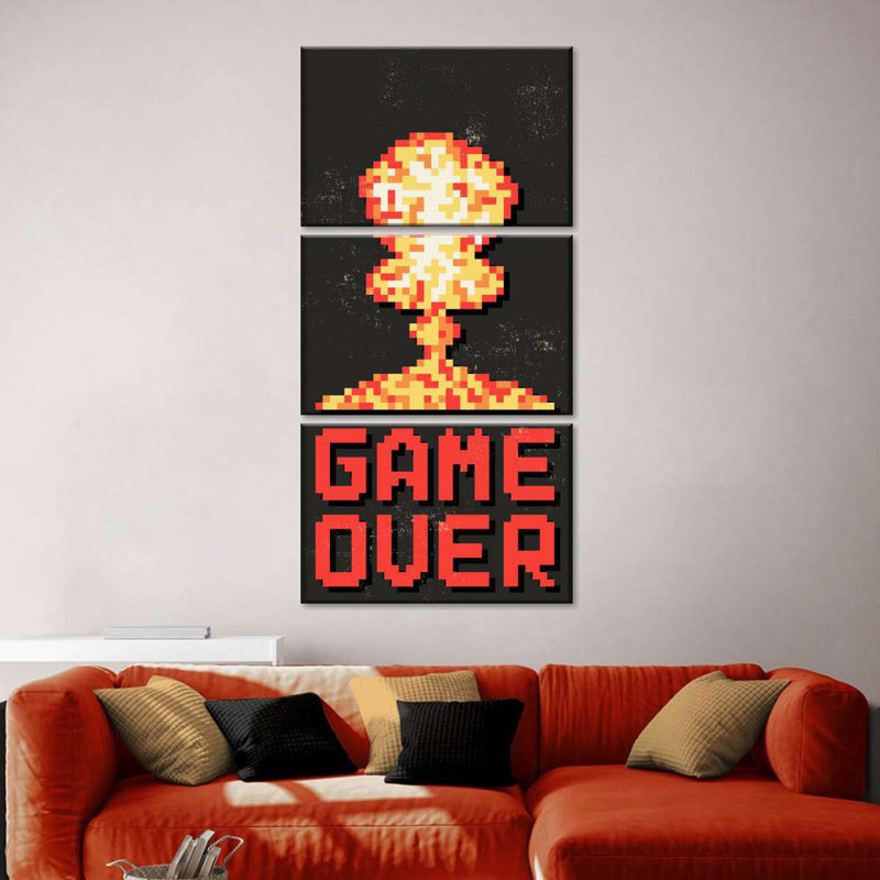 " Video Game Over Multi Piece Canvas Print " by Logic Nerds 3 - Pieces, 27" H x 12" W x 1" D