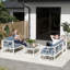 Outsunny 4 Piece L Shaped Garden Furniture Set with Lounger 5 Seater Grey
