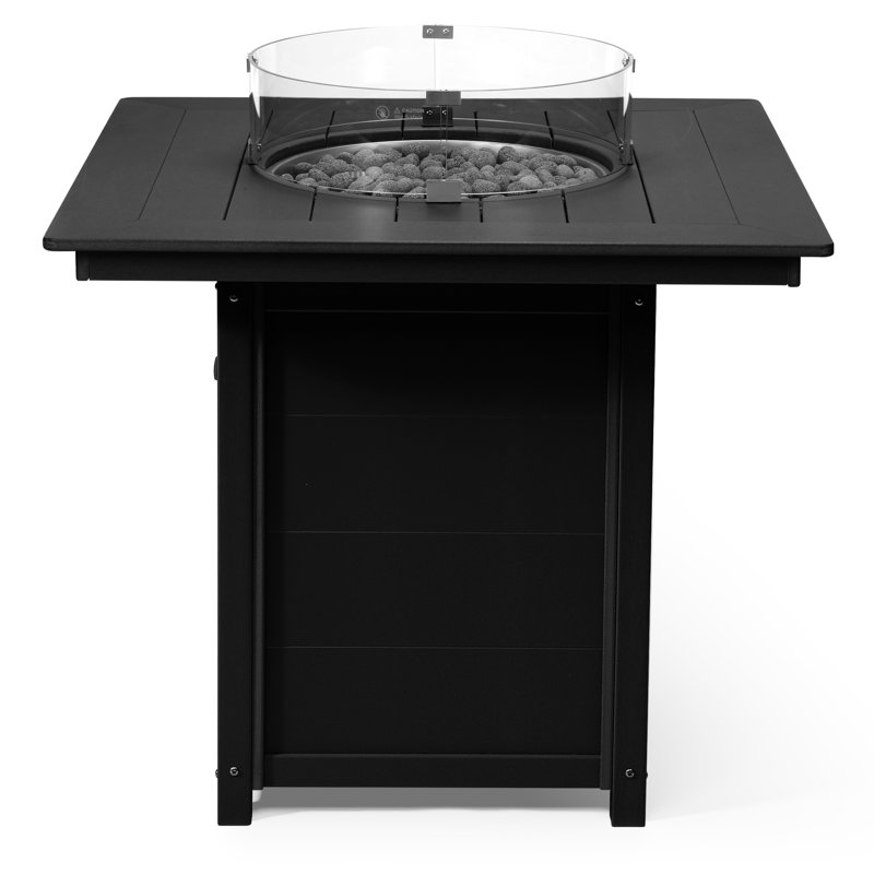 Table carrée avec foyer 42 po, Black, 42.25" H x 42.25" W x 42.25" D