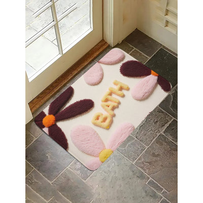 Tapis de bain élégant à imprimé floral, 16 x 24