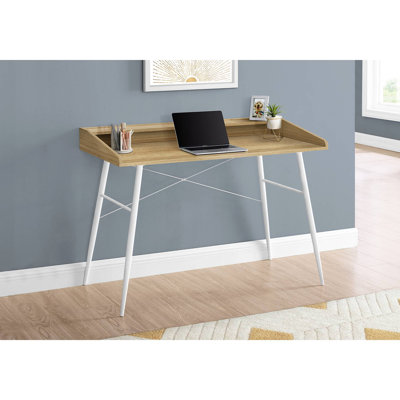 Bureau d'ordinateur, bureau personnel, ordinateur portable, tablettes de rangement, L 48 po, travail, métal stratifié naturel, contemporain, moderne
