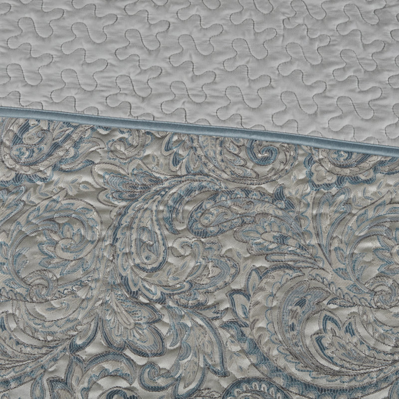 Teal Jacquard Bedding Set, Cotton, Modern Paisley Design, For Home