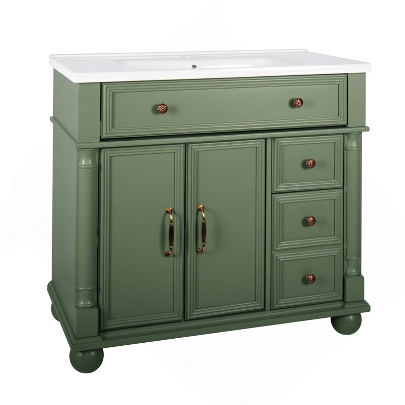 Armoire de salle de bain 35,6 ", seulement armoire, vert