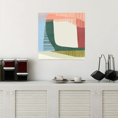 Vagues de rayures colorées II, art mural contemporain abstrait