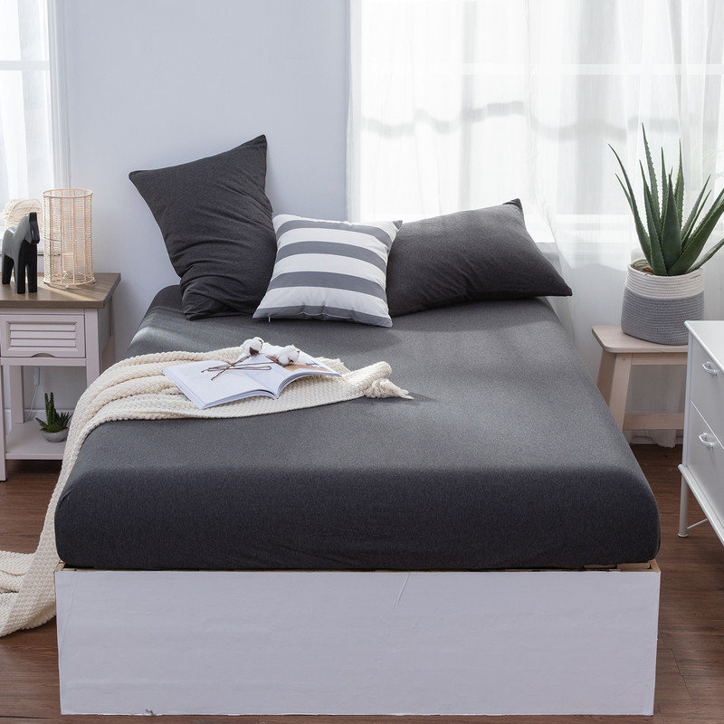 Drap-housse en jersey de coton 3 pièces Life, Couvre-lit très grand + 2 pièces supplémentaire, Gris anthracite