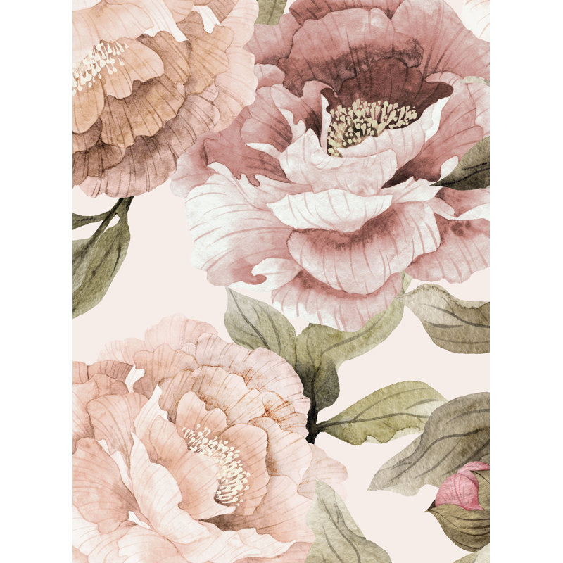 Panneau de papier peint adhésif à fleurs et colle Senger, Vert, L 108 po x l 120 po