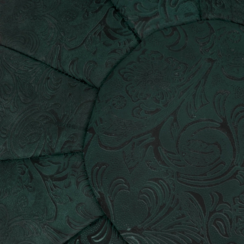 Drury Upholstered Pouf, Teal Genuine Leather
