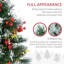 Arbre de Noël artificiel pré-éclairé pour hall d'entrée 2,5 pi 2,5 pi avec 70 branches, lumières DEL blanc chaud, baies rouges, pommes de pin et boules