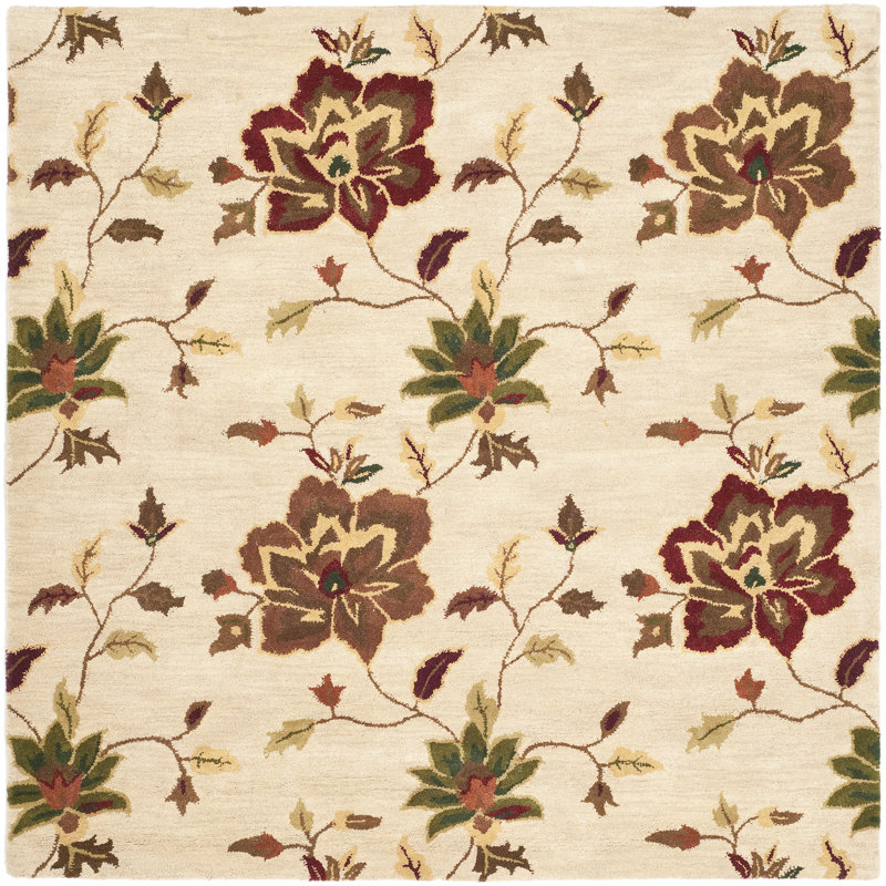 Arber Hand Tufted Wool Floral Rug, Square 6'