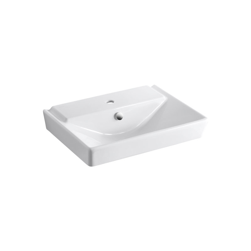 Rêve Ceramic 23.625" Bathroom Sink with Overflow, Blanc