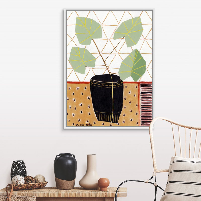 Art sur toile nappe dorée V, Toile avec cadre blanc, H 42 po x l 32 po