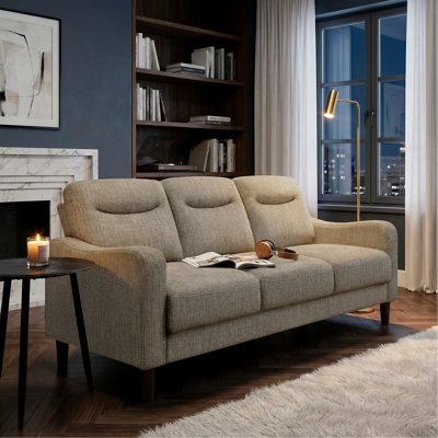 Contemporary Brown Sofa Chenille Fabric Upholstery Foam Comfort Solid Wood Living Room Furniture 1pc