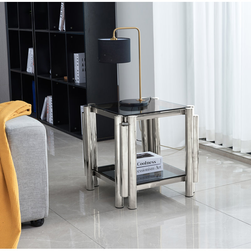 Table de bout Allysah, Argent, Noir