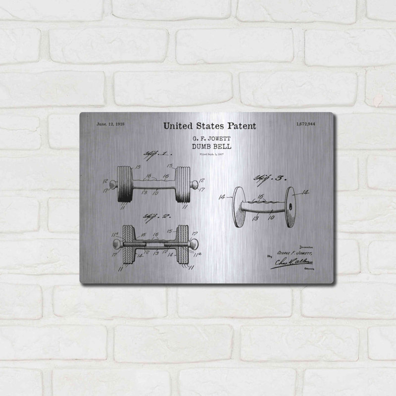 «Dumbbell Blueprint Brevet» - impression sans cadre, H 12 po x l 16 po x P 0,13 po