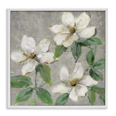 Ivory Magnolia Trio Framed Giclee, design by Sally Swatland