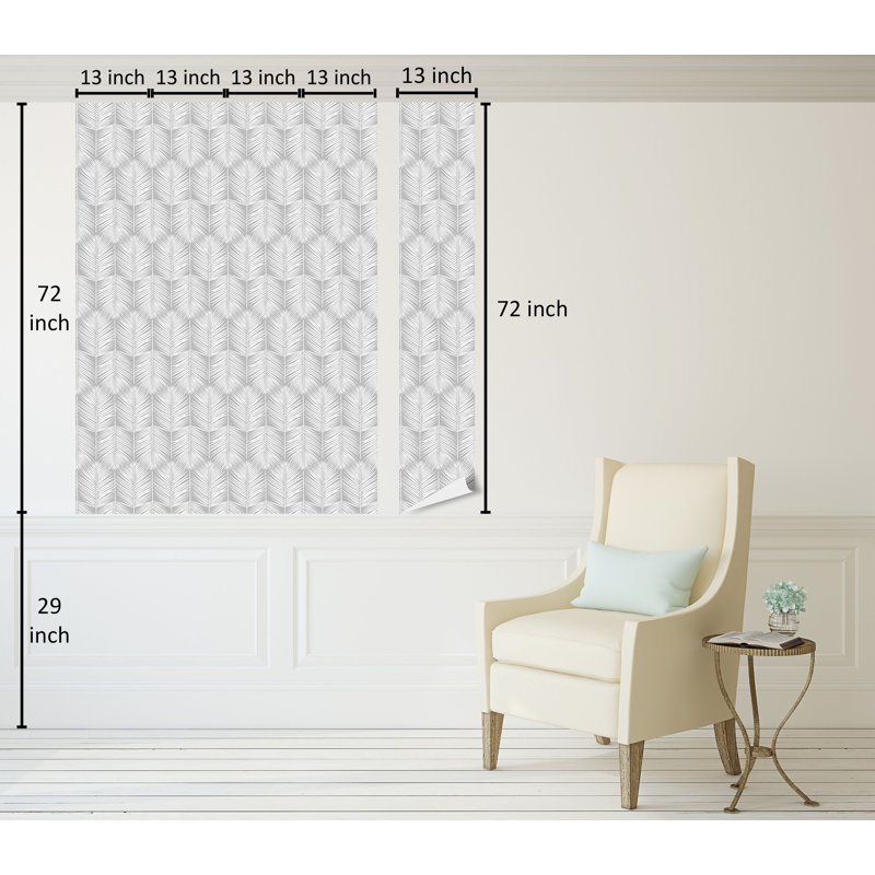 Rouleau de fleurs Anell, 13 po x 72 po, Gris / blanc
