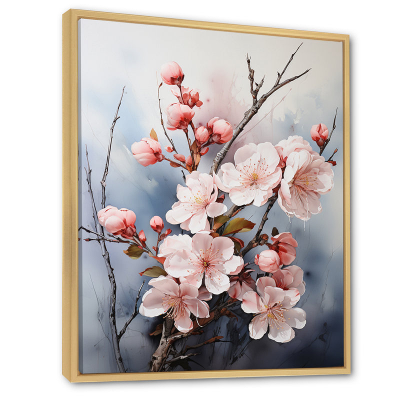 «Vittore Pink Blossoms Ethereal Delicacy I», reproduction, H 32 po x l 16 po x P 1 po, Cadre naturel flottant