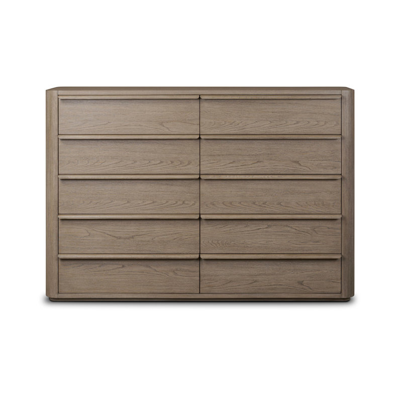Primrose 10 Drawer Dresser-Natural Flat Oak Veneer