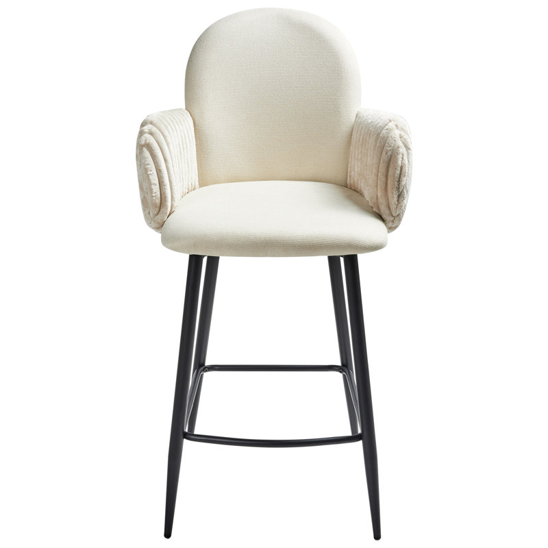 Set of 2 Bar Chairs AMITY Fabric, Light Beige