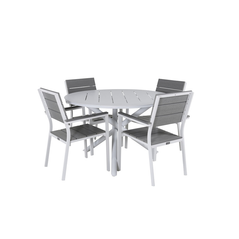 Staudt Dining Set, Grey/White, White, White