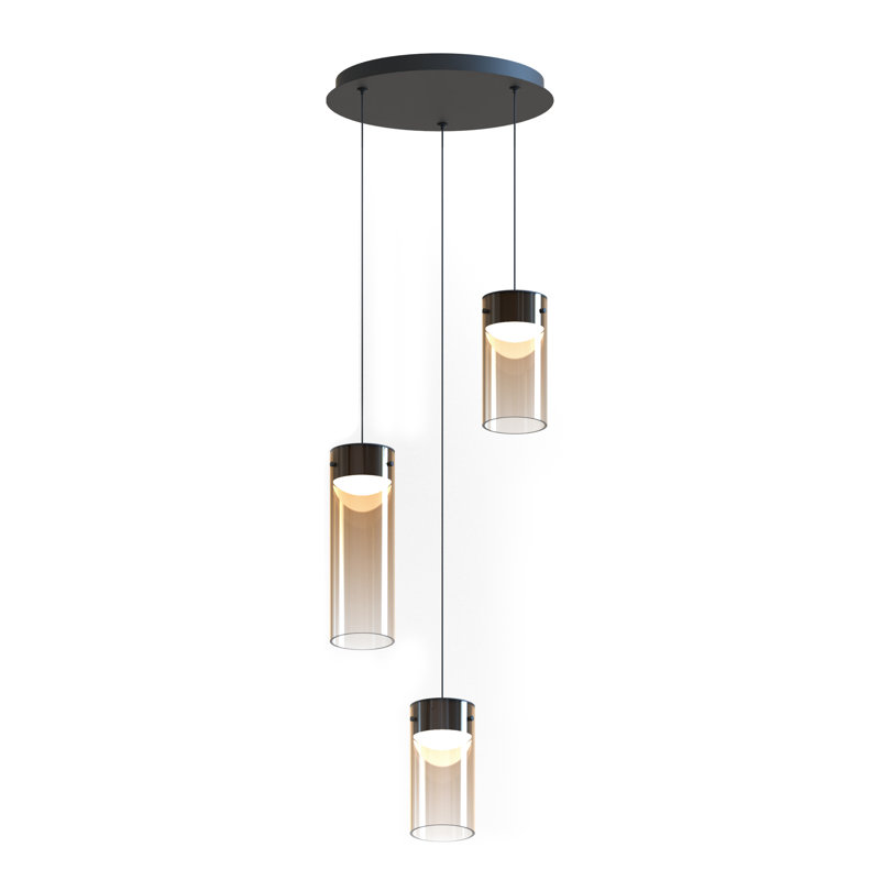 Delonda 3 Light Glass Dimmable LED Pendant, Amber