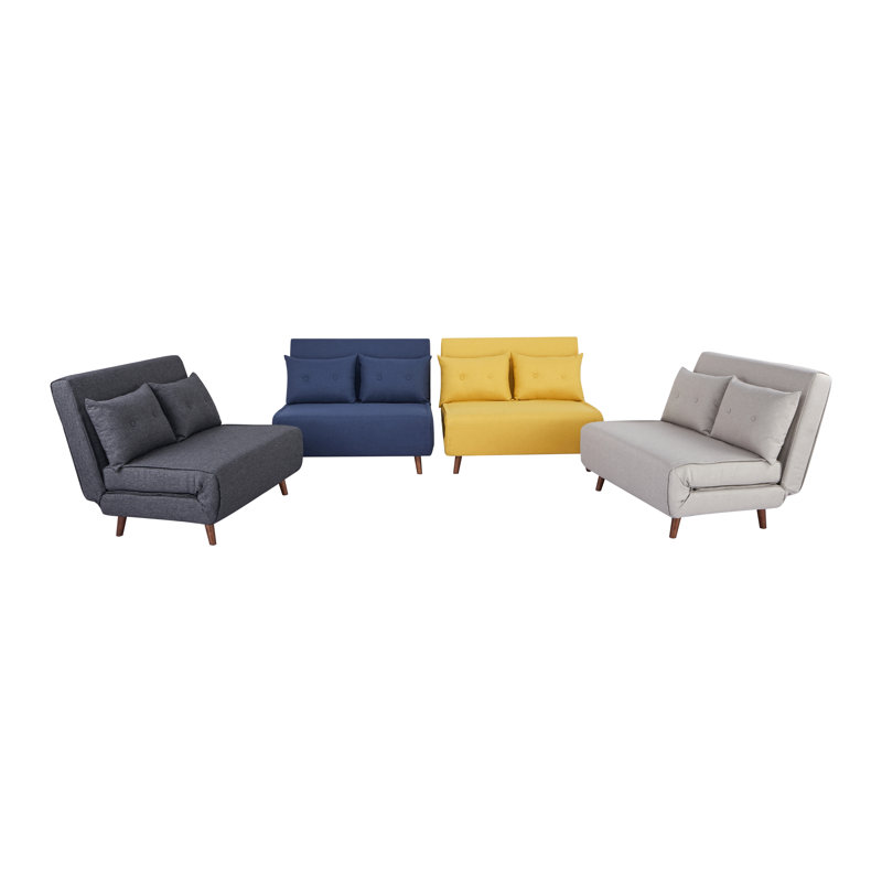 Haleemah Tufted Polyester Convertible Chair, Navy Blue Polyester