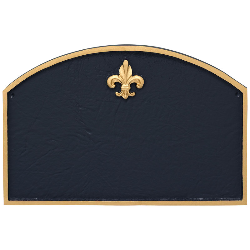 Plaque d’adresse murale sur 1 ligne fleur de lis, Marine / doré, Oui