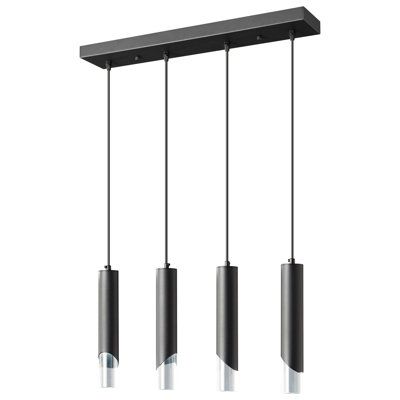 Luminaire suspendu à 5 lumières à DEL avec mini-luminaire à DEL noir réglable pour îlot de cuisine