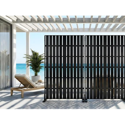 Paravent d'extérieur 3 panneaux en métal 70 pouces résistant aux intempéries pour l'extérieur - Paravent décoratif autoportant pour patio, cour arrière, porche, bord de piscine, jardin