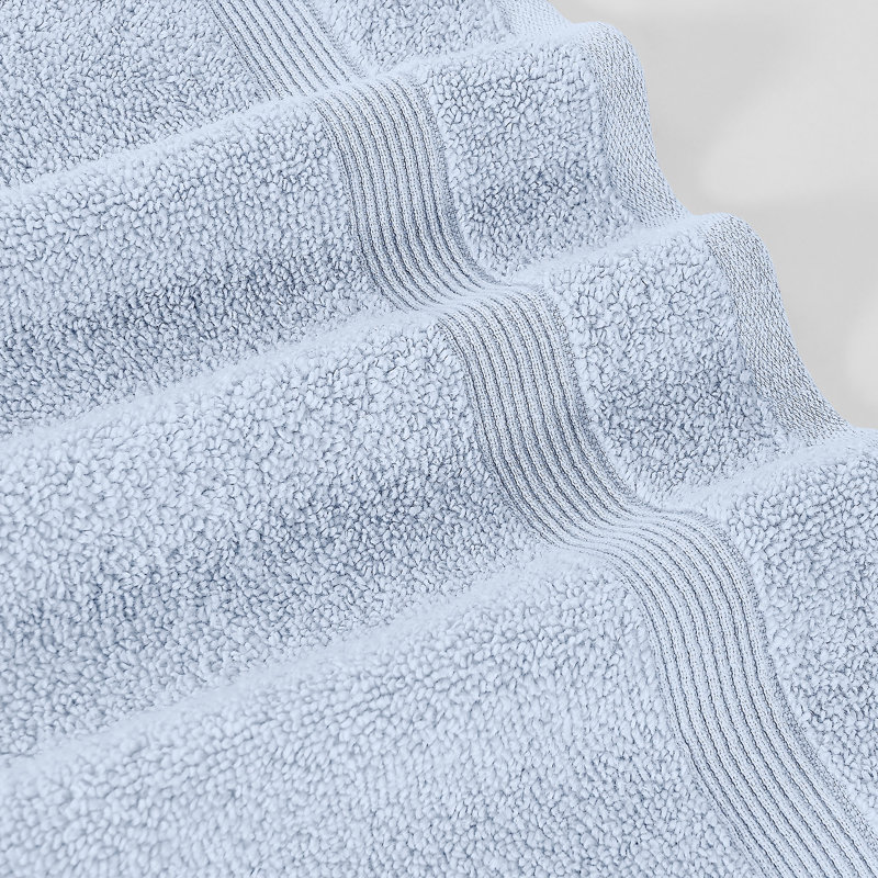 Modern Threads 6-Piece Zero Twist Jacquard Towel Set Otis – 100% Cotton, Quick Dry & Absorbent Bath, Hand & Washcloths – Textured Chevron Design