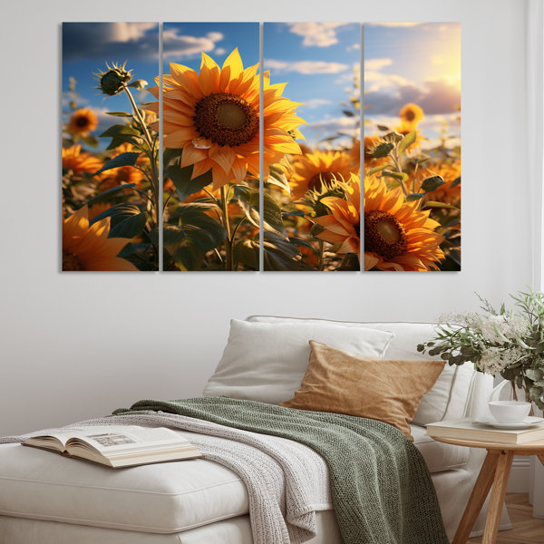 DesignArt Germany Sunflower Paradise Sunrise I - Floral Metal Wall Art ...
