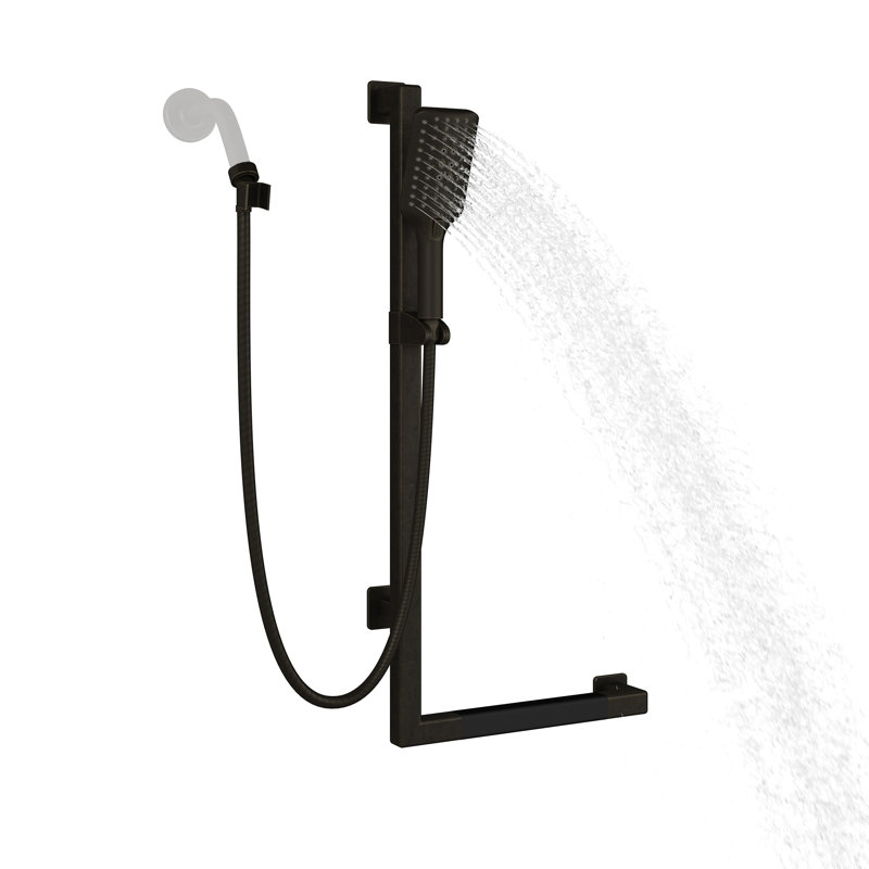 Seville Slide Bar Slip Resistant ADA Compliant 500 lb Weight Capacity Slide Bar with Multi-function Handshower Left
