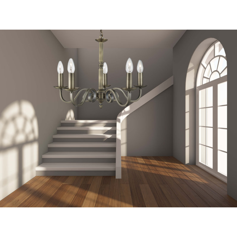 Caroga 5 - Light Candle Style Chandelier, Plated