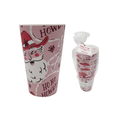 Melamine Howdy Santa Tumblers Set of 4 Christmas Drinkware