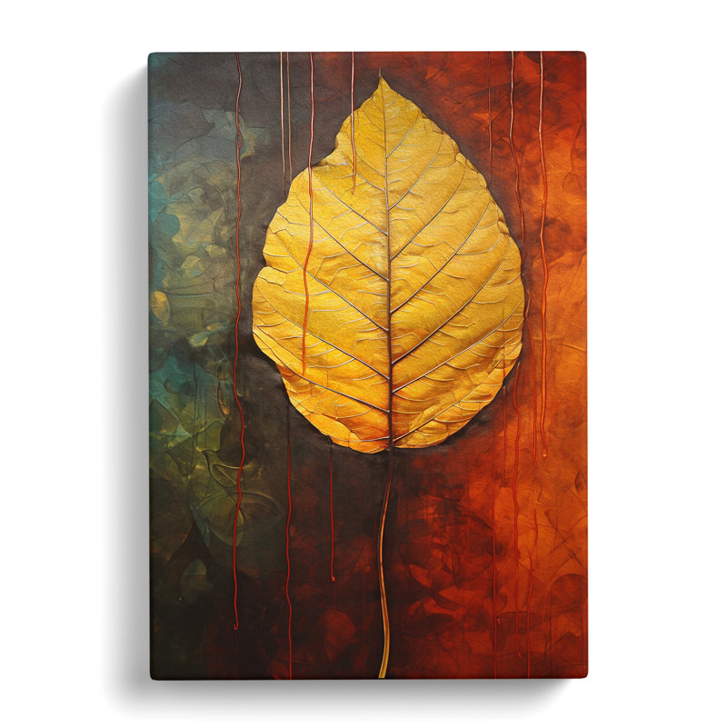 Leaf Hard Edge Painting - Wrapped Canvas, 50cm H x 35cm W x 3cm D