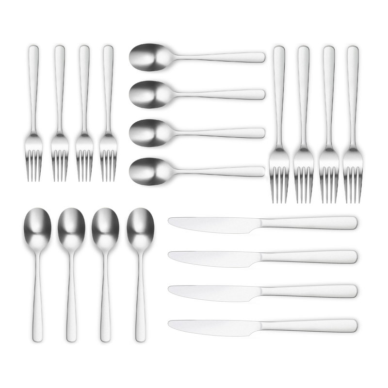 Aabbye 18/0 Stainless Steel 20 Pieces Flatware Set, Mirror