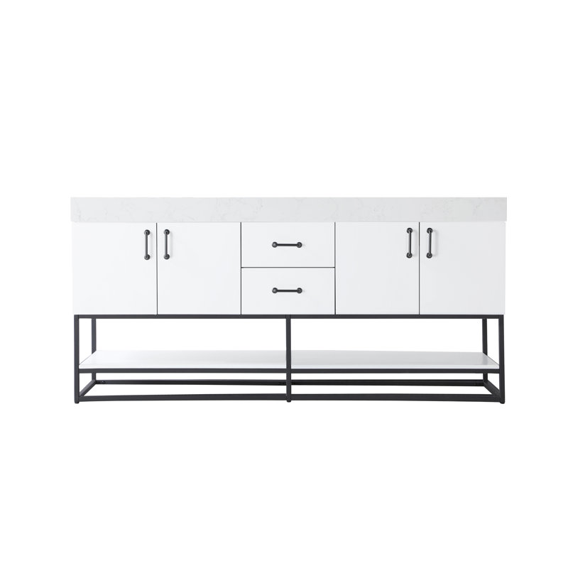 72 inch Double Bathroom Vanity, White